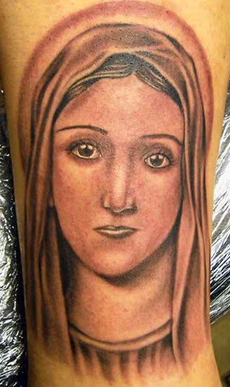 Virgin Mary Portrait Tattoo