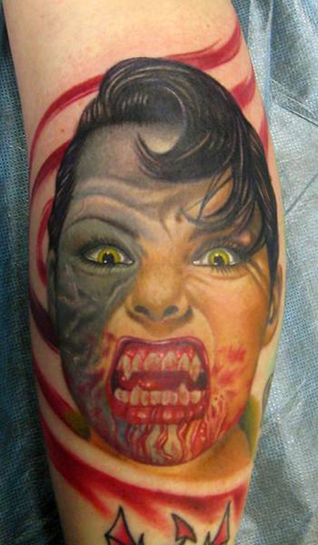 Bloody Fanged Vampire with Scars