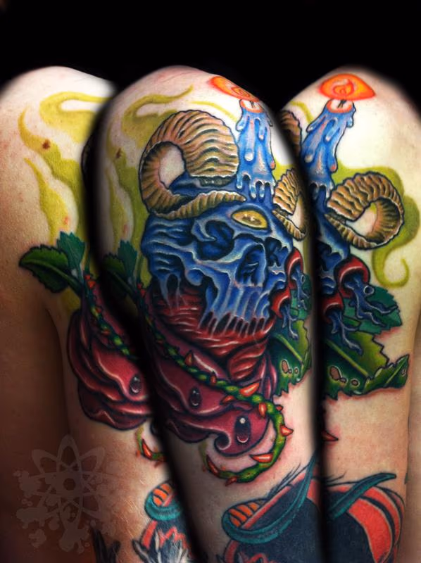 Rose heart skull
