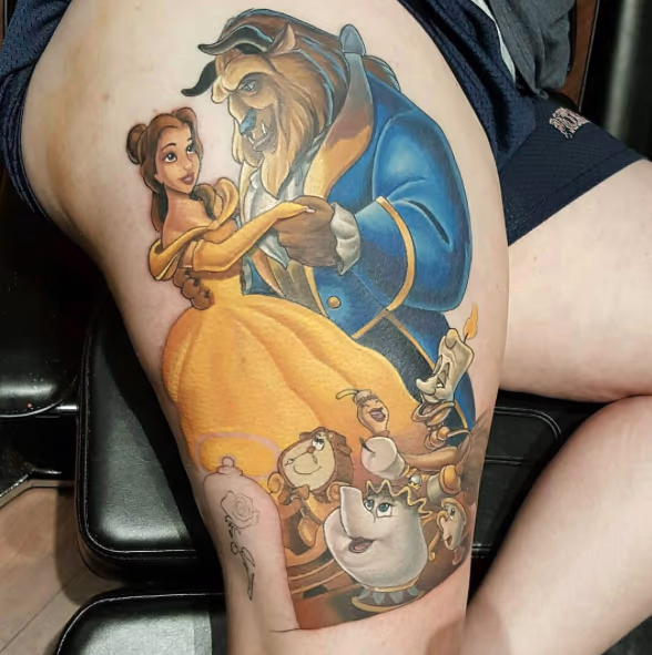 Beauty & The Beast Thigh Piece