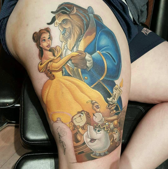 Beauty & The Beast Thigh Piece