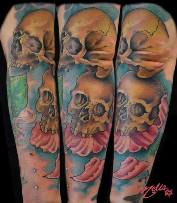 skulls, forearm filler in prog