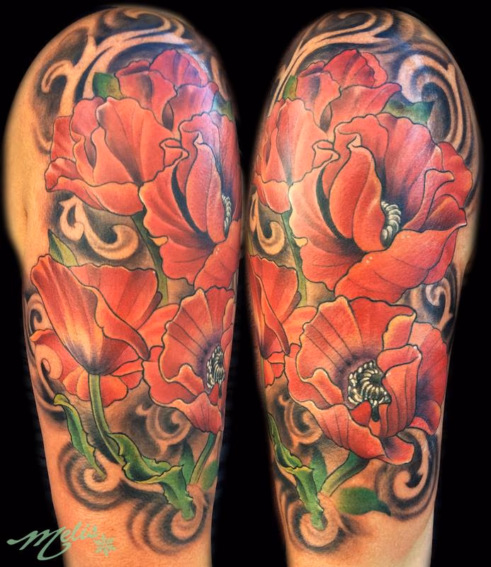 poppy half sleeve