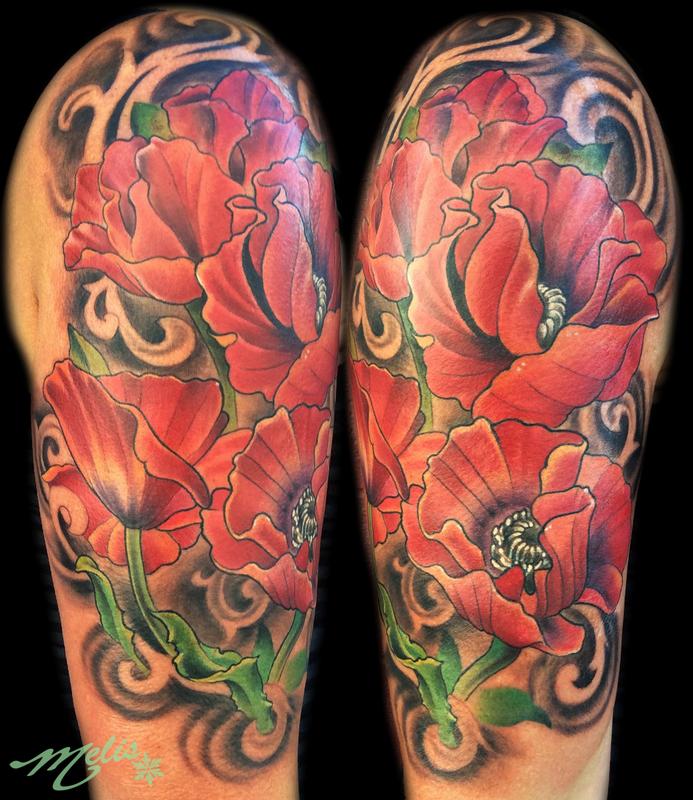 poppy half sleeve