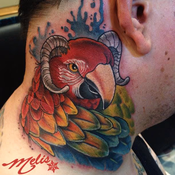 parrot with goat horns