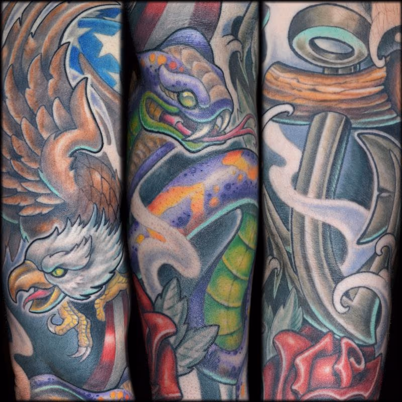 Eagle, Snake, Anchor Sleeve Details