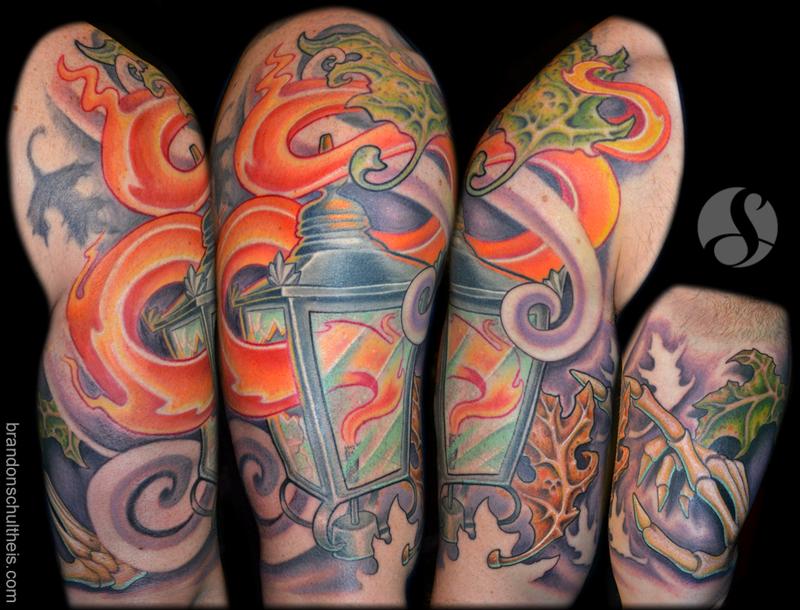Latern & Leaves Half Sleeve