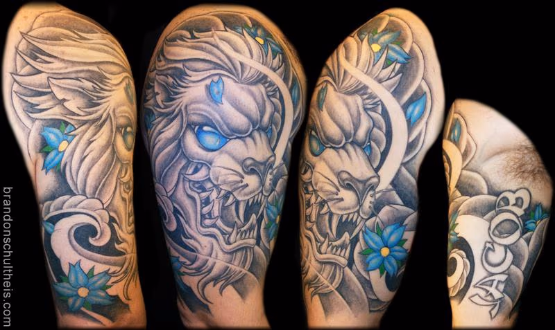 Japanese Lion Half Sleeve