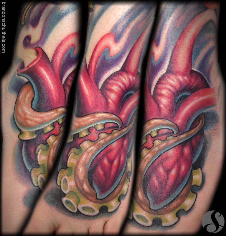 Octo-Heart Foot Tattoo