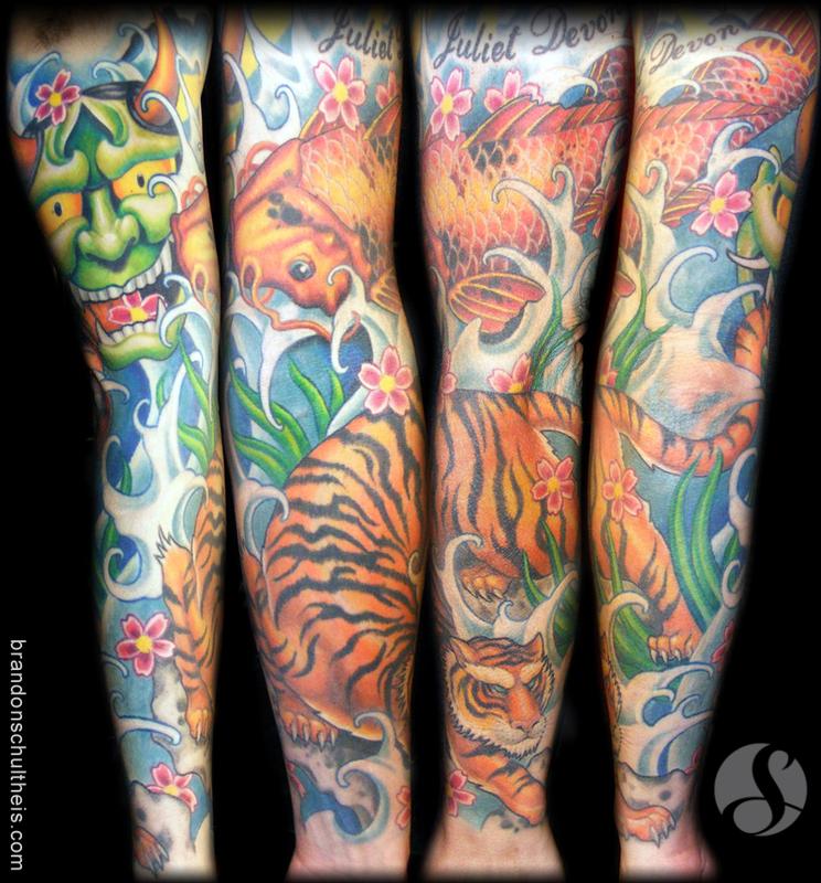 Color Japanese Sleeve: Koi, Tiger, Hannya Mask