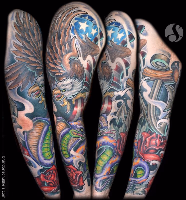 Eagle, Snake, Anchor Sleeve