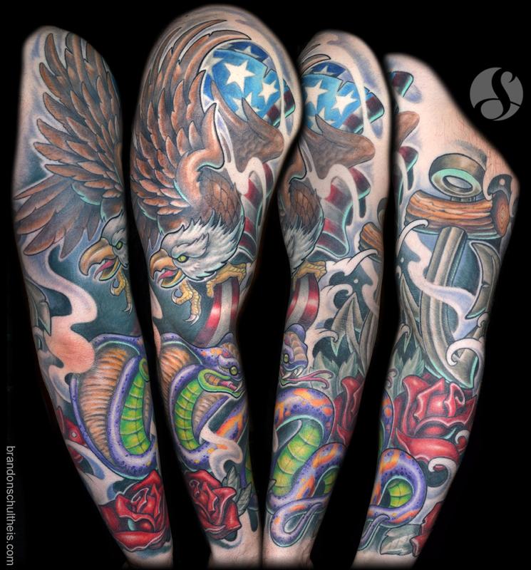 Eagle, Snake, Anchor Sleeve