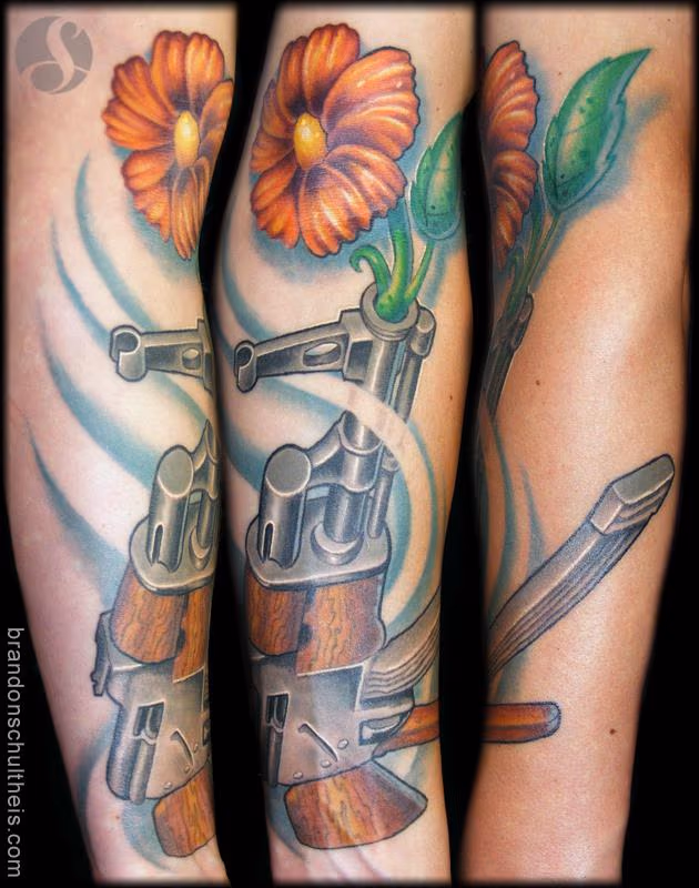 AK47 Flower Tattoo