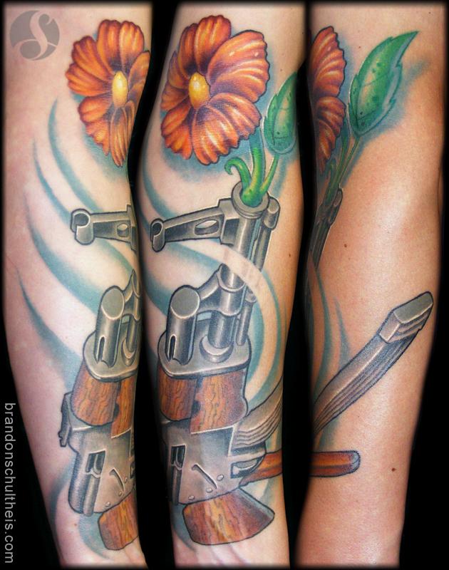 AK47 Flower Tattoo