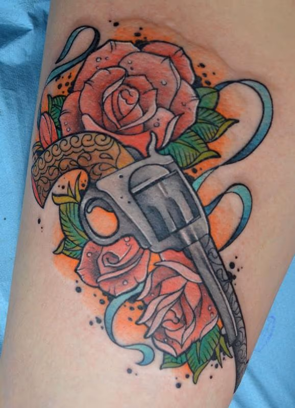gun and roses for life