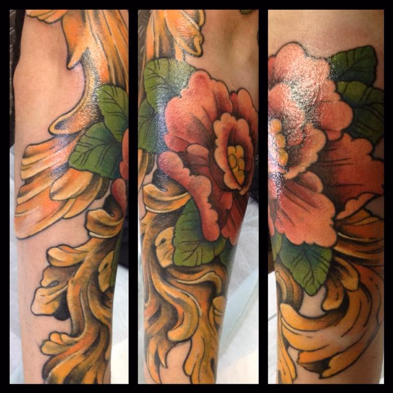 romantic flower cover a tribal phoenix