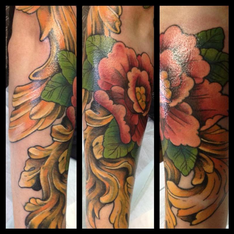 romantic flower cover a tribal phoenix