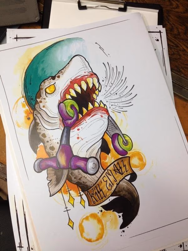 Shark against