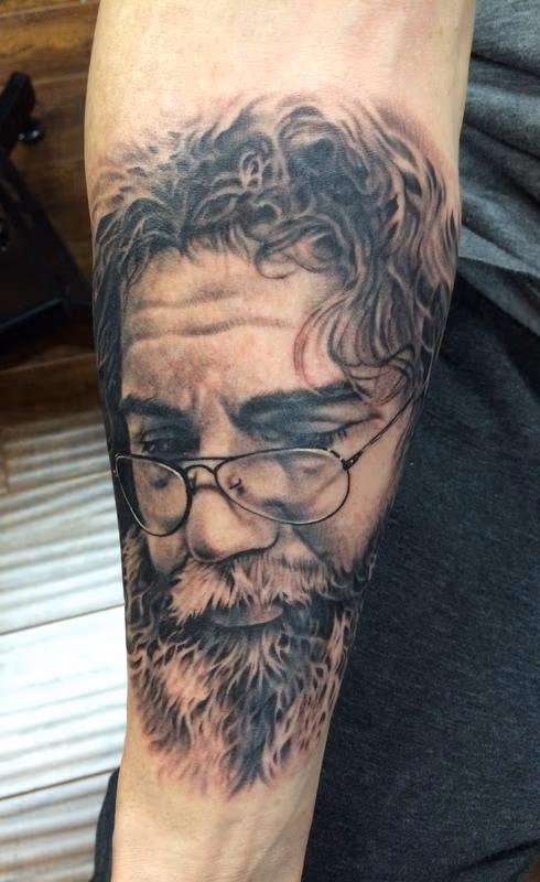 Black and Grey Jerry Garcia portrait