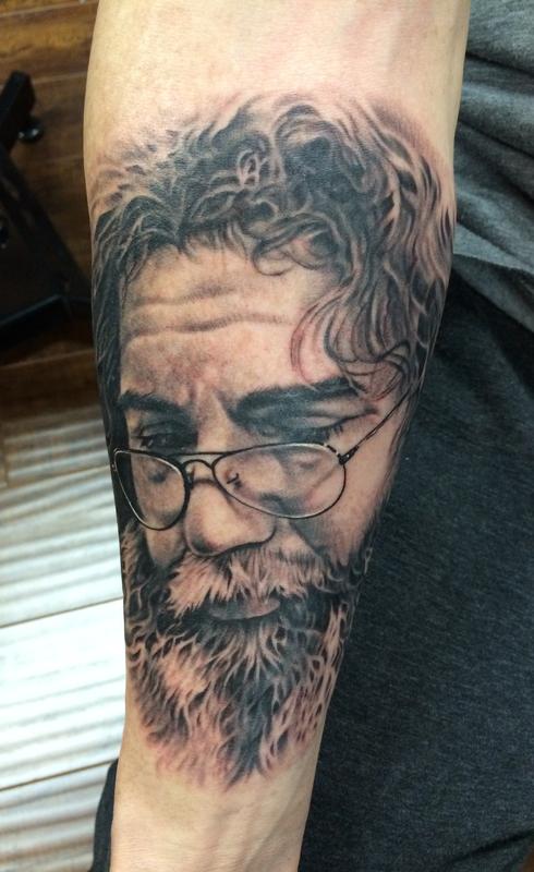 Black and Grey Jerry Garcia portrait