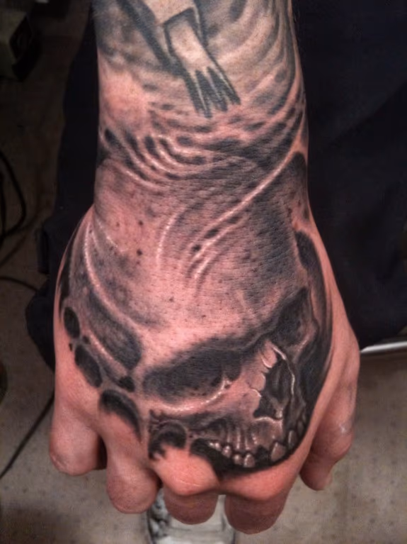 Skull on hand