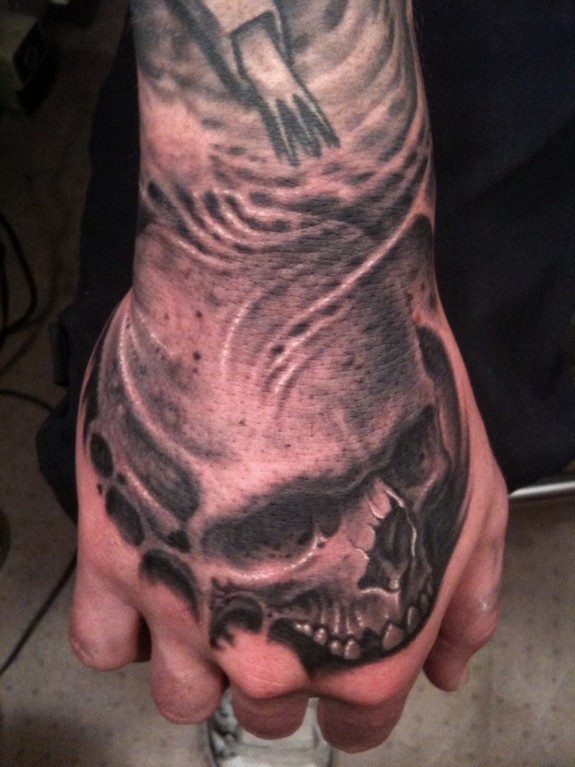Skull on hand