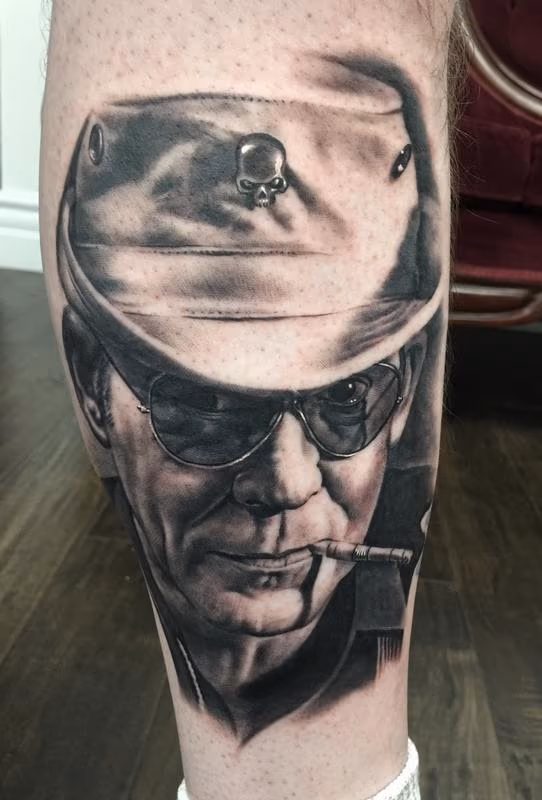 Hunter S Thompson Portrait Tattoo