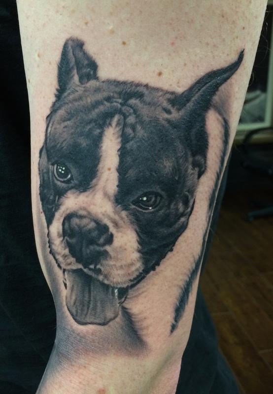 Black and Grey realistic dog portrait