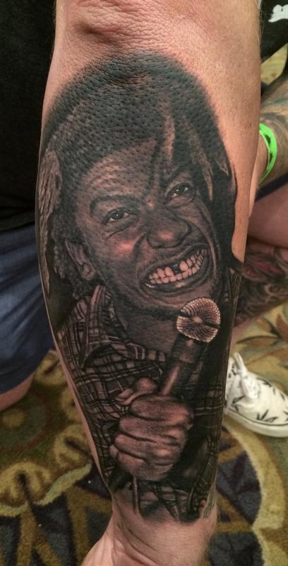 HR from Bad Brains tattoo done at Pagoda City Tattoo Fest.