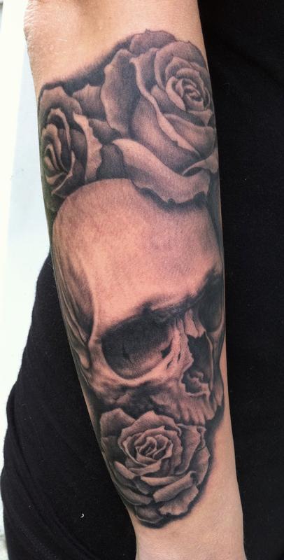 Start of a sleeve on the lovely Amy Jo.