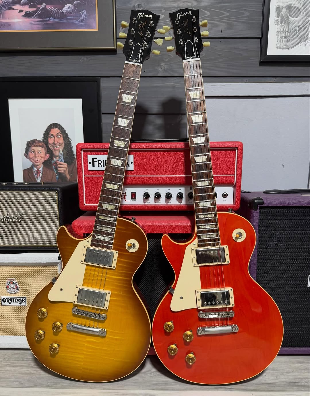 Weapons of choice for tonight’s gig: Iced Tea 1959 reissue, and Red 1958 reissue. C’mon down to the Cla-Zel Theater in d