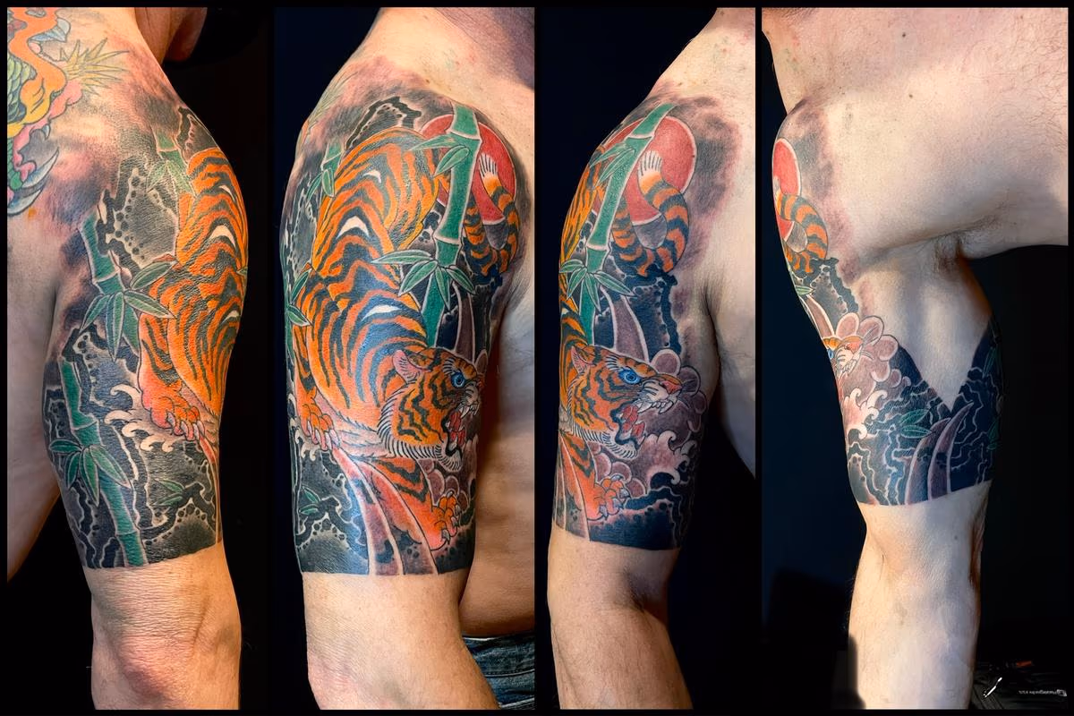 Japanese Tiger half sleeve