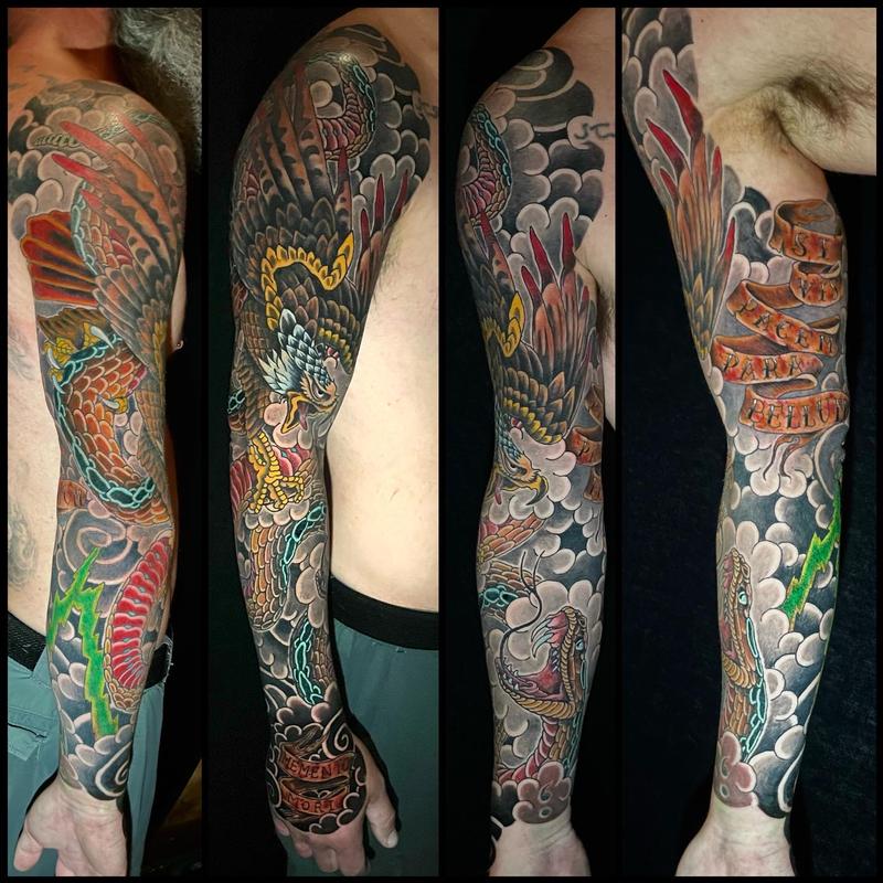 Eagle vs snake sleeve