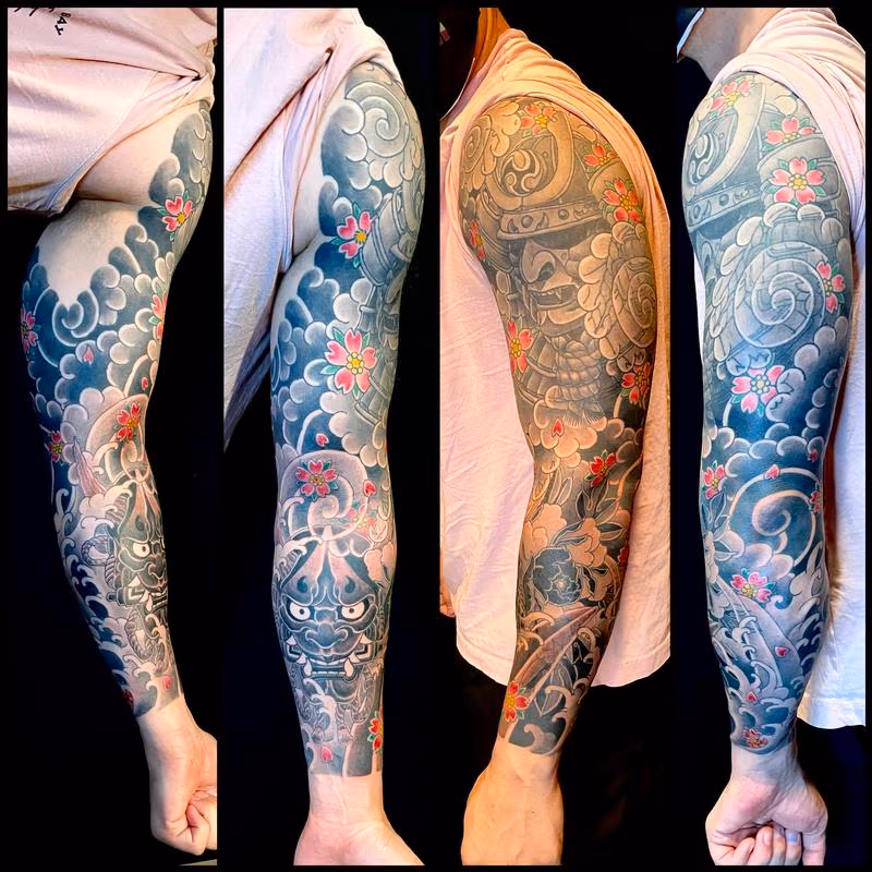 Samurai mask and hannya