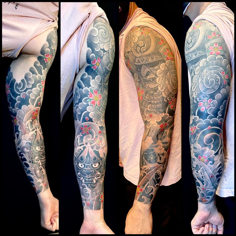 Samurai mask and hannya