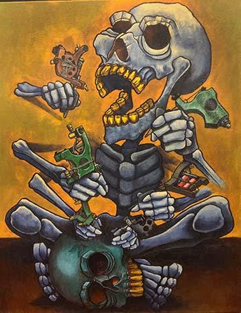 Skeleton Tattooing Painting