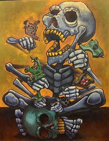Skeleton Tattooing Painting