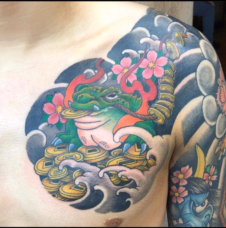Money toad chest panel tattooed