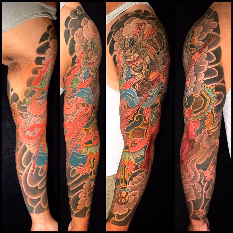Monkey King sleeve tattoo