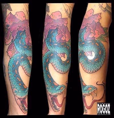 Peony and snake