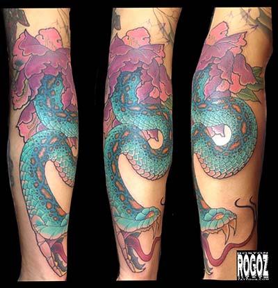 Peony and snake