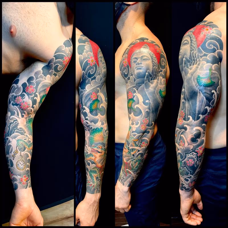 Buddha and kaeru Sleeve