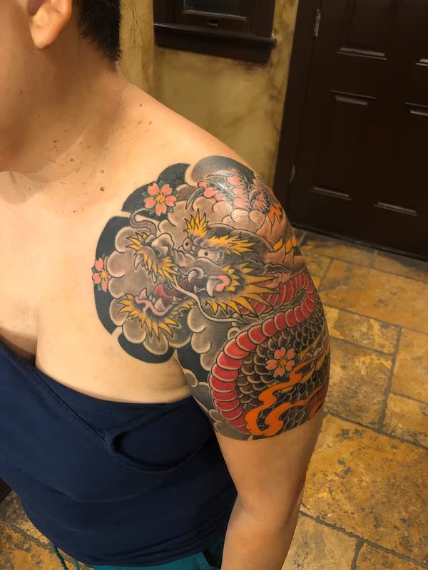 Japanese dragon chest panel and quarter sleeve