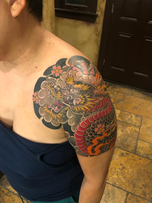 Japanese dragon chest panel and quarter sleeve