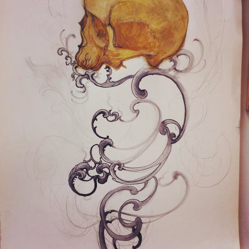 skull and ornament
