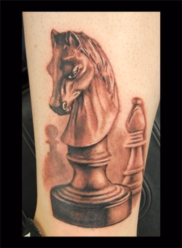 Chess piece black and gray tattoo