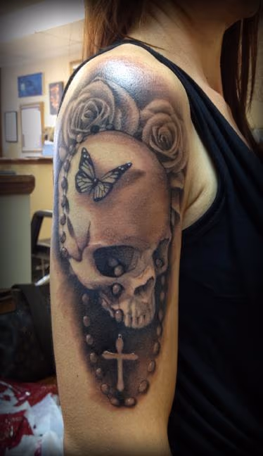 Skull and rosary