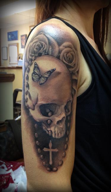 Skull and rosary