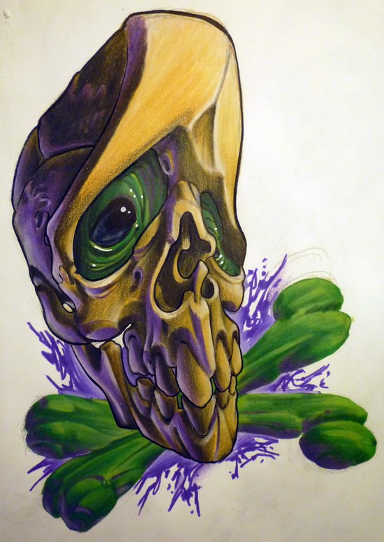 skull in purples