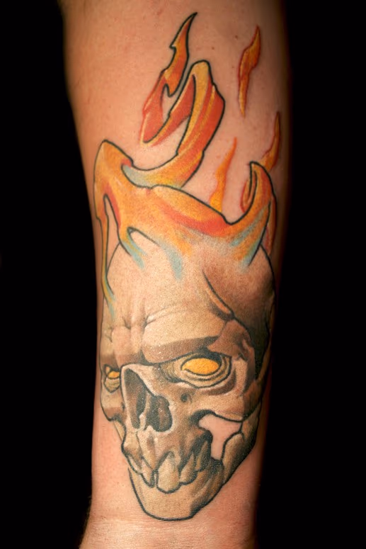 flaming skull